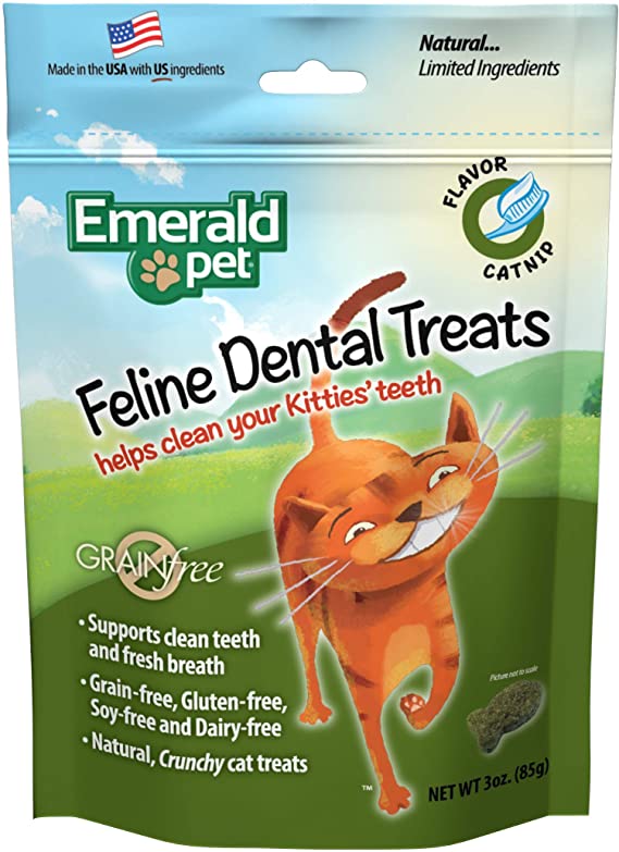 Emerald Pet Catnip Dental Cat Treats - 3 oz Bag  