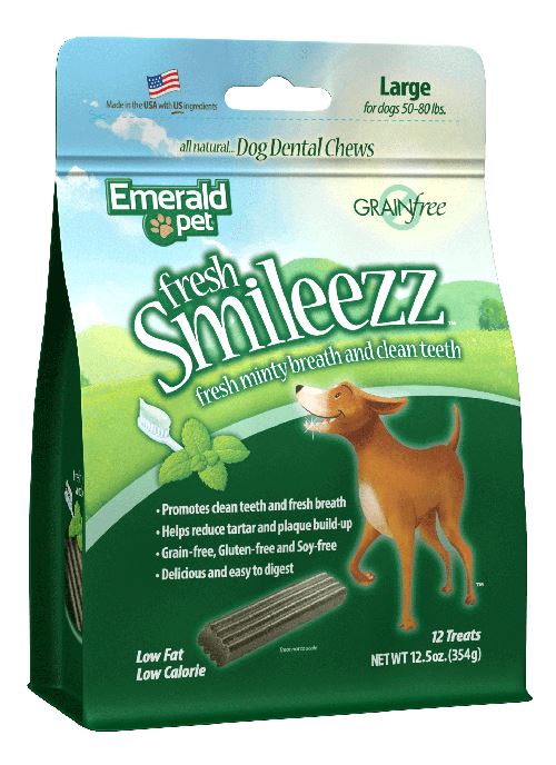 Emerald Pet Fresh Smileezz Grain Free Large Dog Dental Treats - 12.5 oz Bag  