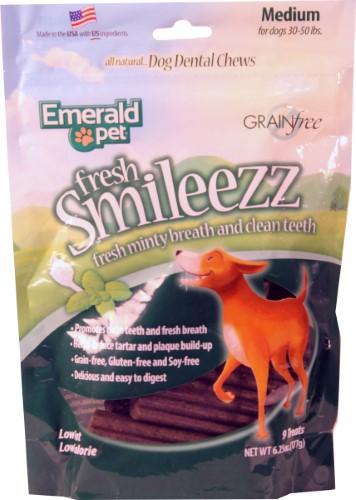 Emerald Pet Fresh Smileezz Grain Free Medium Dog Dental Treats - 6.25 oz Bag