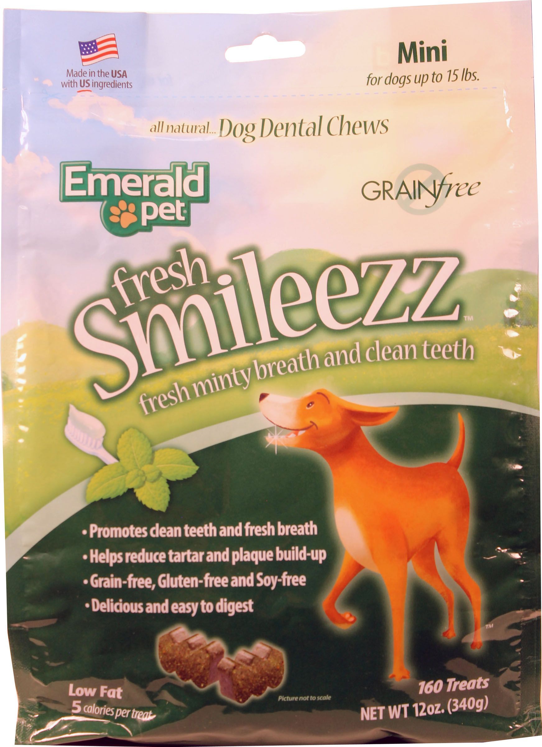 Emerald Pet Fresh Smileezz Grain Free Mini Dog Dental Treats - 12 oz Bag  