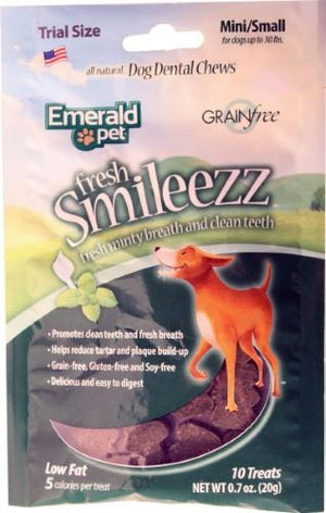 Emerald Pet Fresh Smileezz Grain Free Mini/Small Dog Dental Treats - 24 ct Dental Dispe...