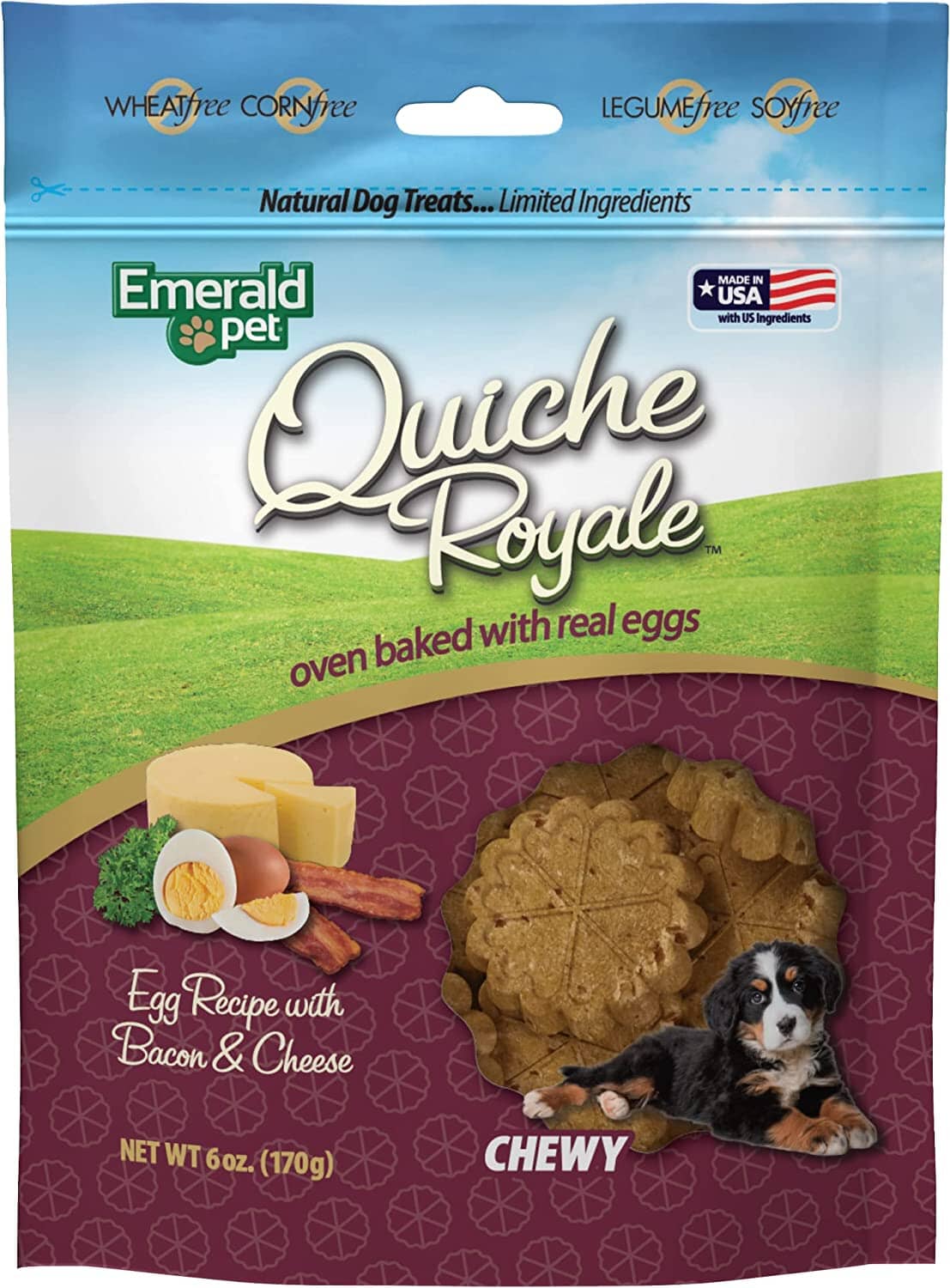 Emerald Pet Quiche Royale Bacon & Cheese Soft and Chewy Dog Treats - 6 Oz  