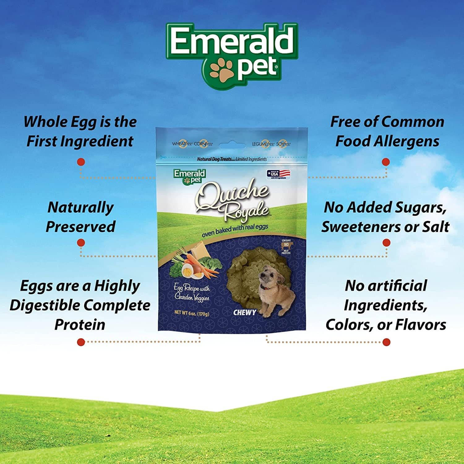 Emerald Pet Quiche Royale Garden Veggie Soft and Chewy Dog Treats - 6 Oz  