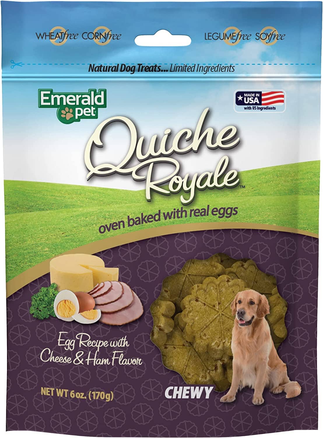 Emerald Pet Quiche Royale Ham & Cheese Soft and Chewy Dog Treats - 6 Oz  