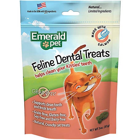 Emerald Pet Salmon Dental Cat Treats - 3 oz Bag  