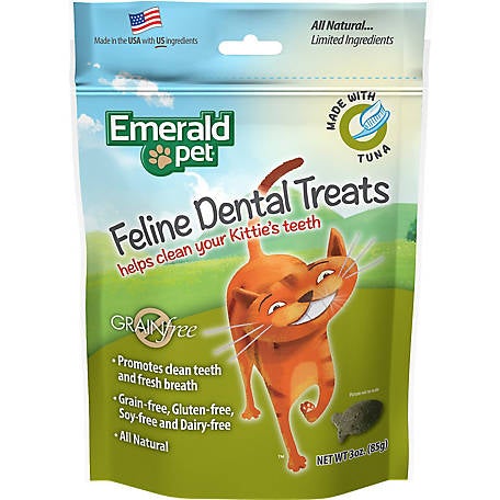 Emerald Pet Tuna Dental Cat Treats - 3 oz Bag  
