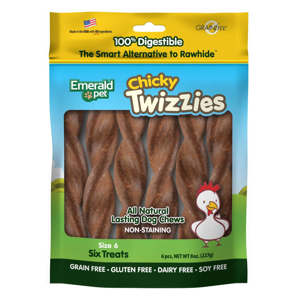 Emerald Pet Twizzies Grain-Free 6" Chicky Pack Hard Chew Dog Treats - 6 Pack  
