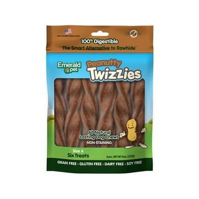 Emerald Pet Twizzies Grain-Free 6" Peanutty Pack Hard Chew Dog Treats - 6 Pack