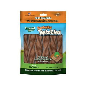Emerald Pet Twizzies Grain-Free 6" Turducky Pack Hard Chew Dog Treats - 6 Pack