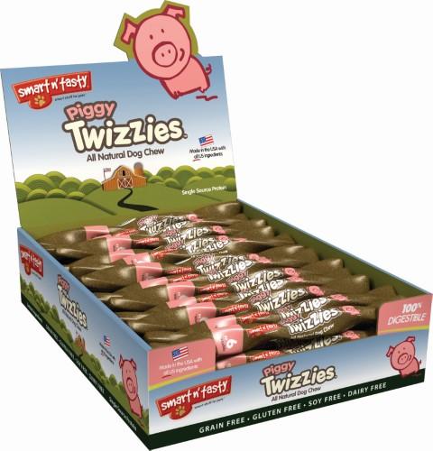 Emerald Pet Twizzies Grain-Free 9" Piggy Hard Chew Dog Treats - Box of 20