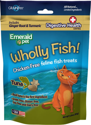 Emerald Pet Wholly Fish! Tuna + Digestive Health Crunchy Cat Treats - 3 oz Bag