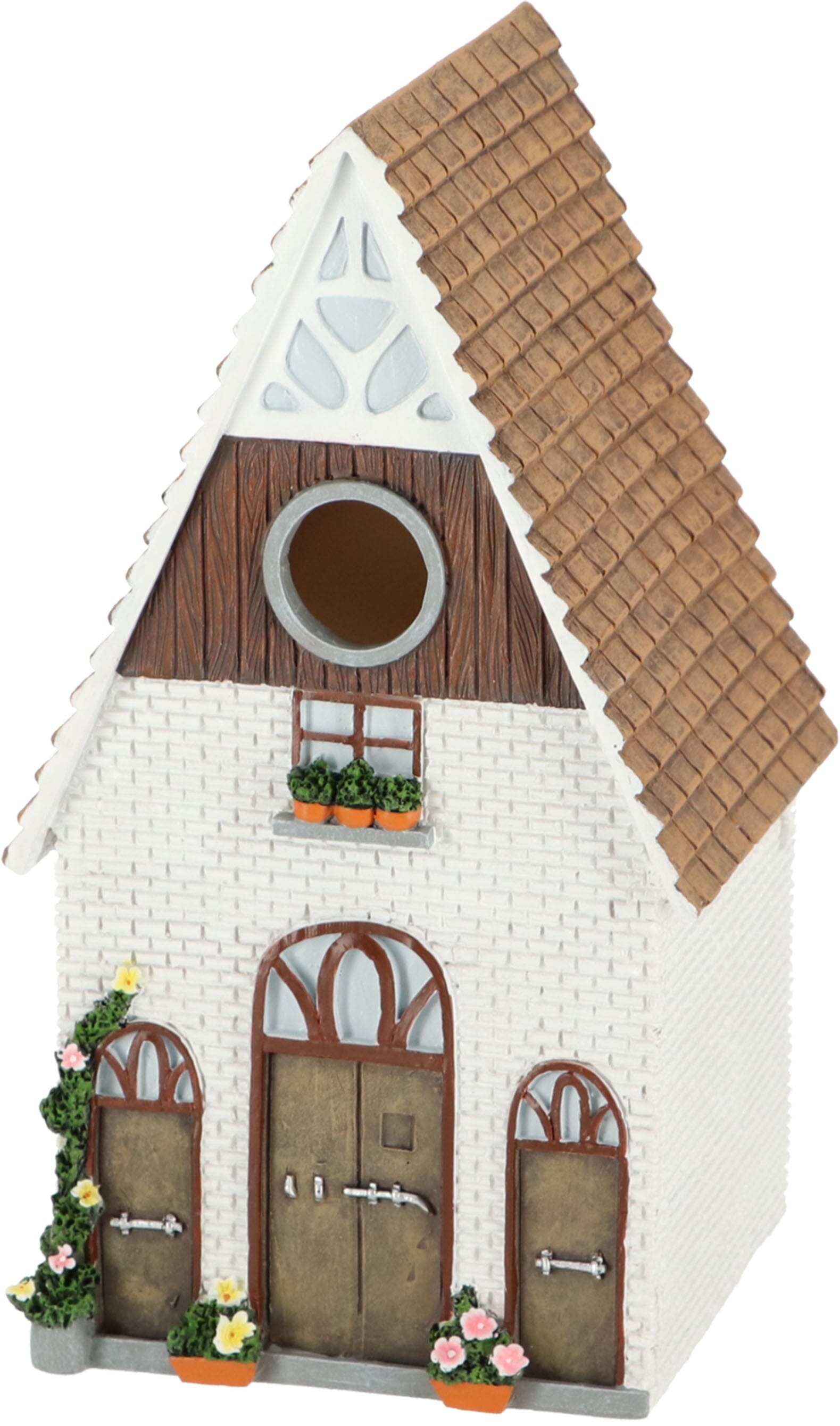 Esschert Design Farmhouse Birdhouse - White/Resin - 5.4 X 5.2 X 9.7I N  