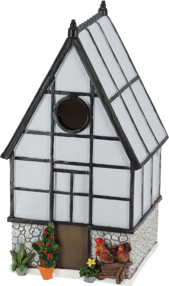 Esschert Design Greenhouse Birdhouse - Gray/Resin - 5.3 X 5.2 X 9.7 In
