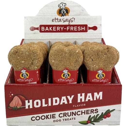 Etta Says Holiday Ham Cookie Cruncher Dog Biscuits - 5 Inches - 1 Oz - 24 Count  