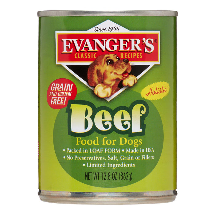 Evanger's 100% Beef All Meat Classic Canned Wet Dog Food - 13 oz Cans - Case of 12