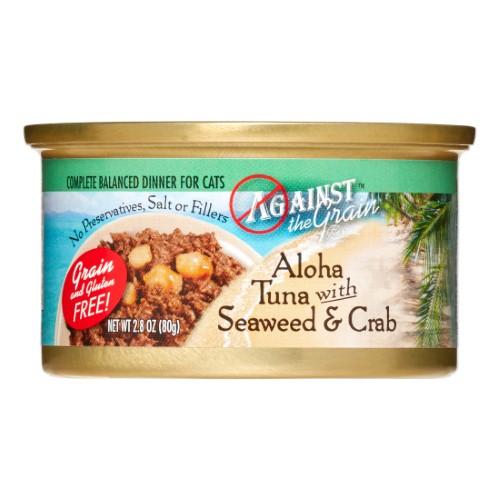 Evanger's 'Against the Grain' Aloha Tuna with Seaweed & Crab Dinner Shreaded Canned Cat Food - 2.8 oz Cans - Case of 24  