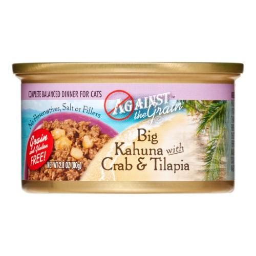 Evanger's 'Against the Grain' Big Kahuna with Crab & Tilapia Dinner Shreaded Canned Cat Food - 2.8 oz Cans - Case of 24  