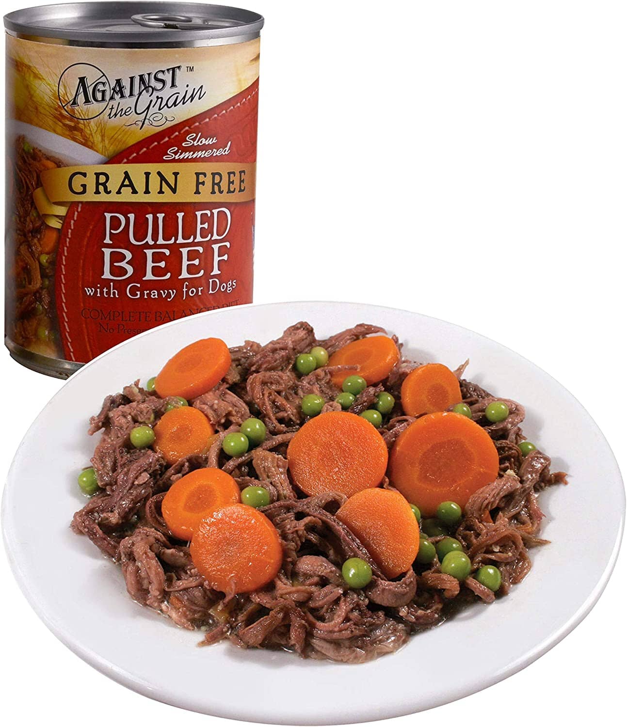 Evanger's Against the Grain Hand Pulled Beef Canned Dog Food - 12 Oz - Case of 12  