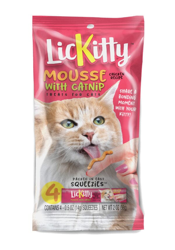 Evanger's Against The Grain LickKitty Mousse Squeezies Treats for Cats - 0.5 Oz Pouches - 4 Pack  