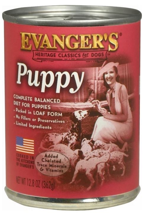 Evanger's All Natural Puppy Complete Classic Canned Dog Food Dinners - 13 oz Cans - Cas...