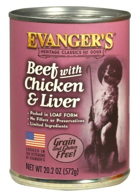 Evanger's Beef Chicken & Liver Complete Classic Canned Dog Food Dinners - 20.2 oz Cans ...