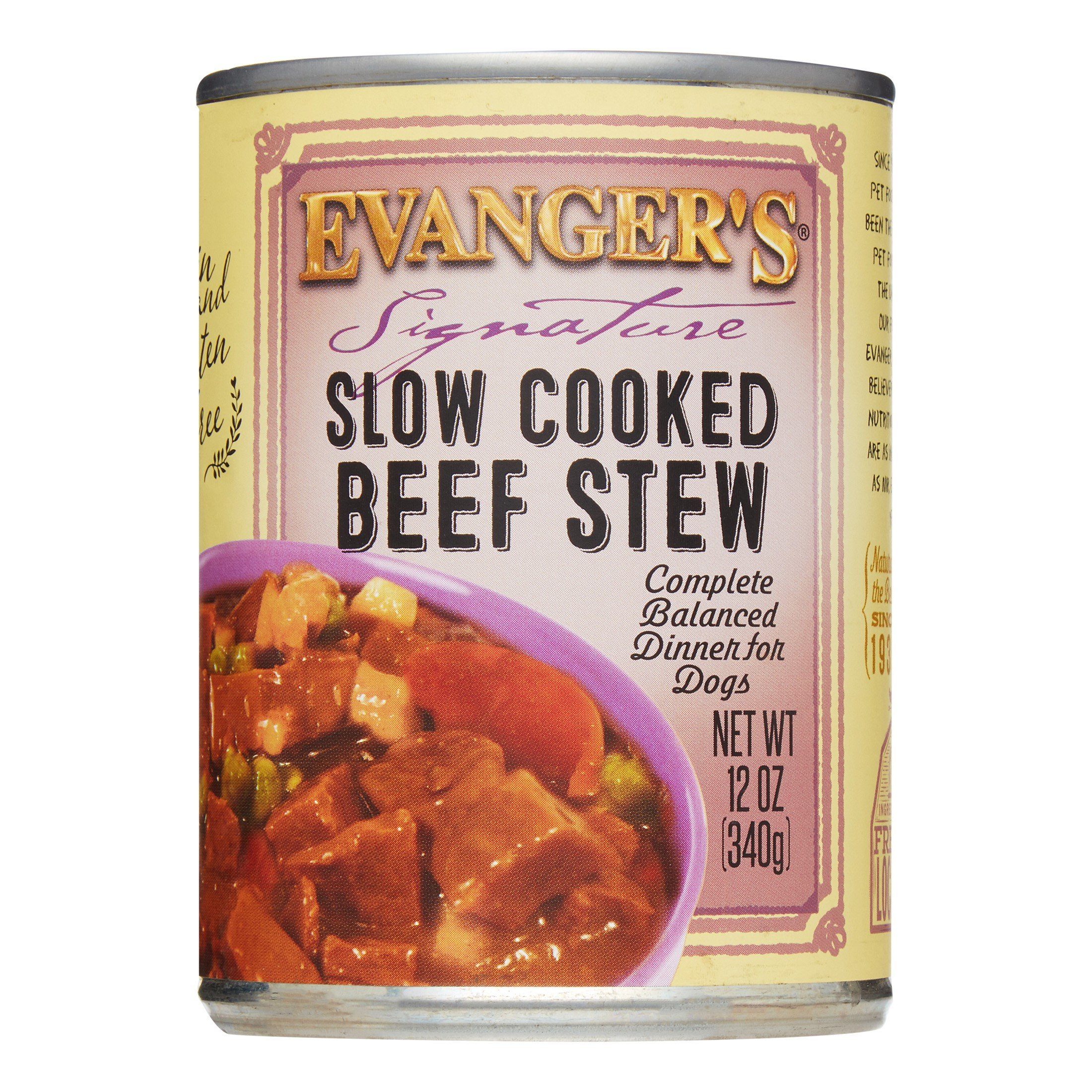 Evanger's Beef Stew Signature Canned Dog Food - 12 oz Cans - Case of 12  