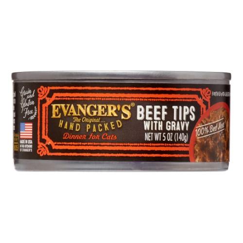 Evanger's Beef Tips with Gravy Super Premium Canned Cat Food - 5.5 oz Cans - Case of 24  