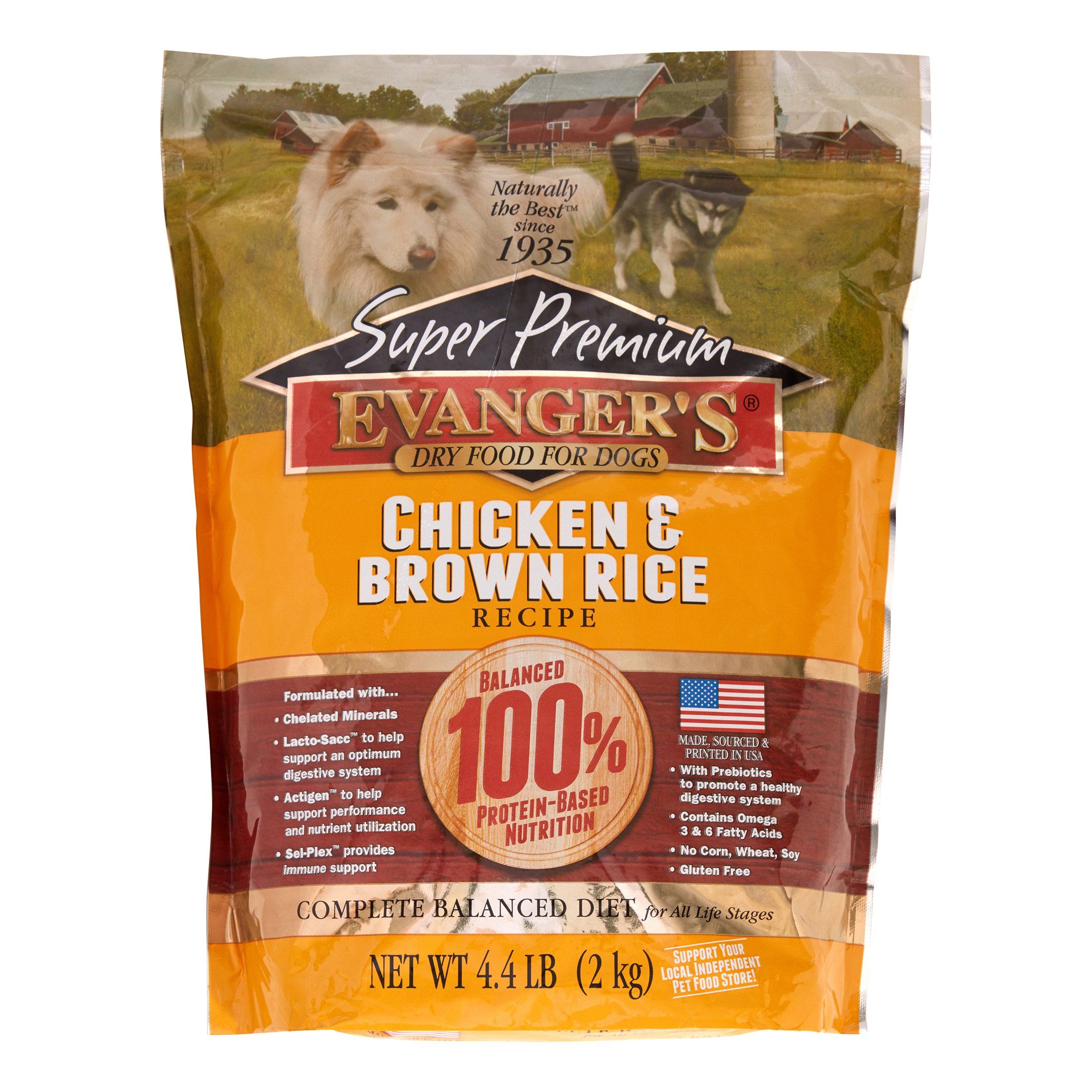 Evanger's Chicken & Brown Rice Super Premium Dry Dog Food - 4.4 lb Bag  