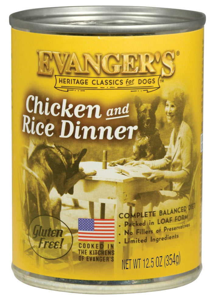 Evanger's Chicken & Rice Complete Classic Canned Dog Food Dinners - 13 oz Cans - Case o...