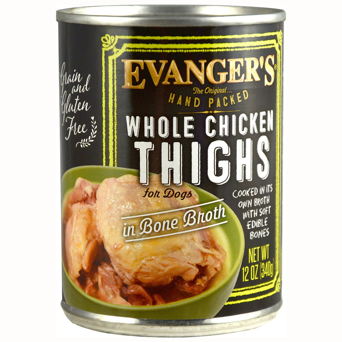 Evanger's Chicken Thighs Hand Packed Canned Dog Food - 13 oz Cans - Case of 12