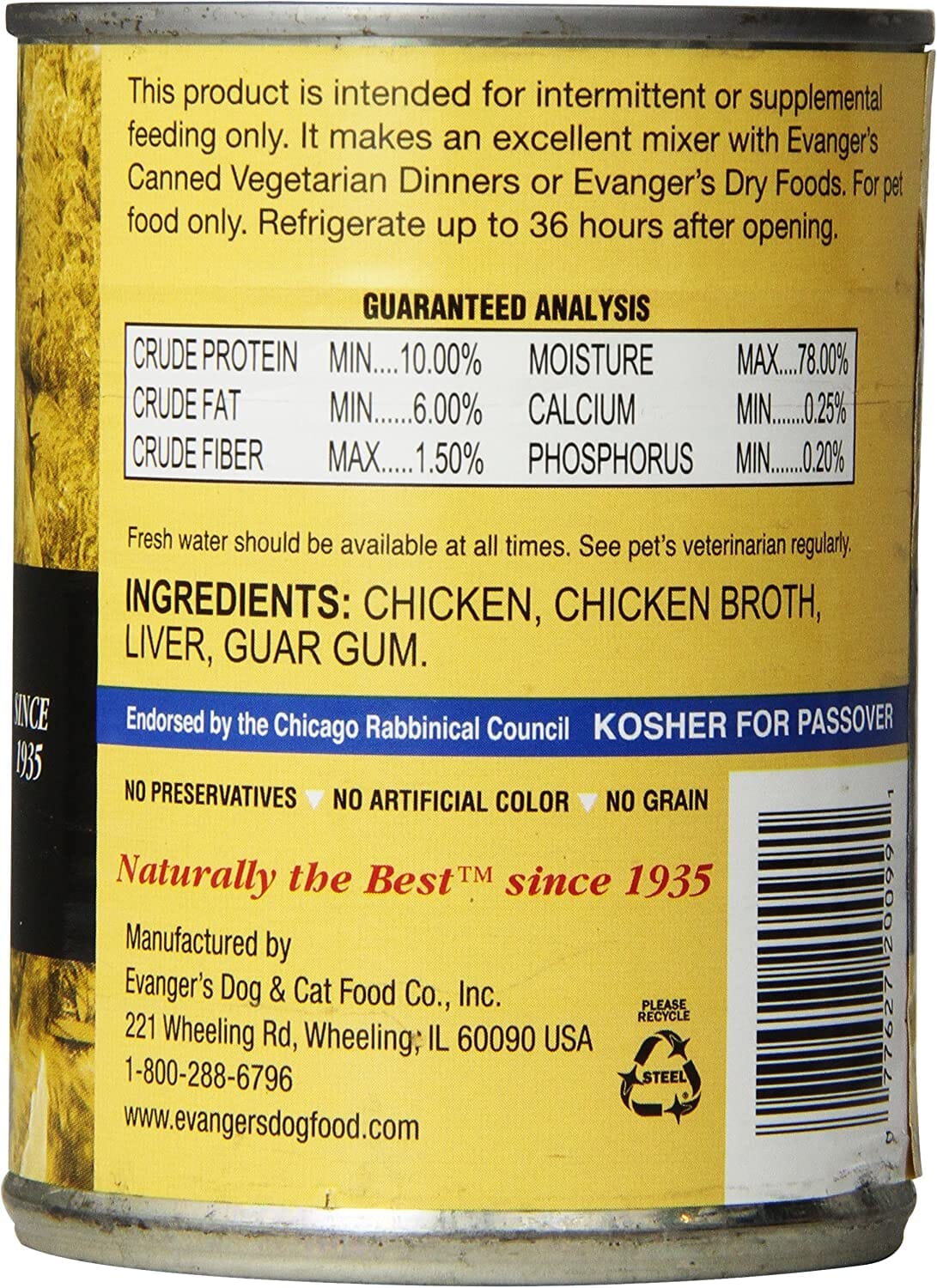 Evanger's Grain-Free Chicken Canned Cat and Dog Food - 12.8 Oz - Case of 12  