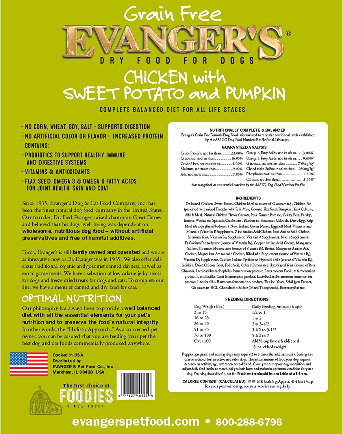 Evanger's Grain-Free Chicken with Sweet Potato & Pumpkin Dry Dog Food - 16.5 Lbs  