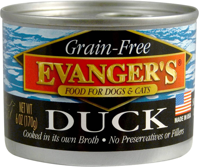 Evanger's Grain-Free Duck Canned Cat and Dog Food - 6 Oz - Case of 24