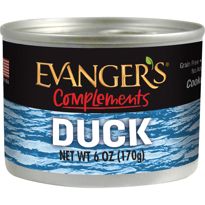 Evanger's Grain Free Duck Canned Dog and Cat Food - 6 oz Cans - Case of 24