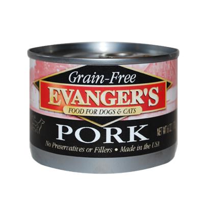 Evanger's Grain Free Pork Canned Dog and Cat Food - 6 oz Cans - Case of 24