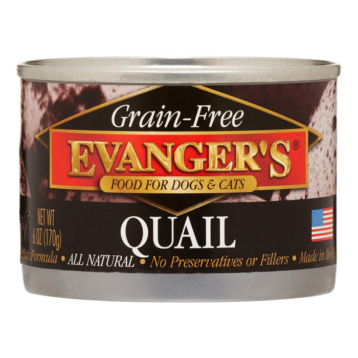 Evanger's Grain Free Quail Canned Dog and Cat Food - 6 oz Cans - Case of 24