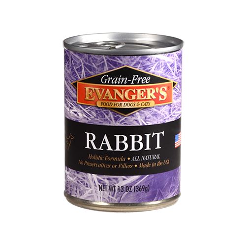 Evanger's Grain Free Rabbit Canned Dog and Cat Food - 13 oz Cans - Case of 12  