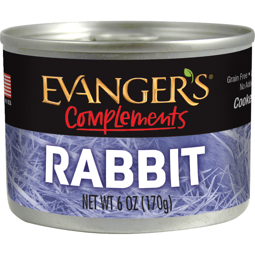 Evanger's Grain Free Rabbit Canned Dog and Cat Food - 6 oz Cans - Case of 24  