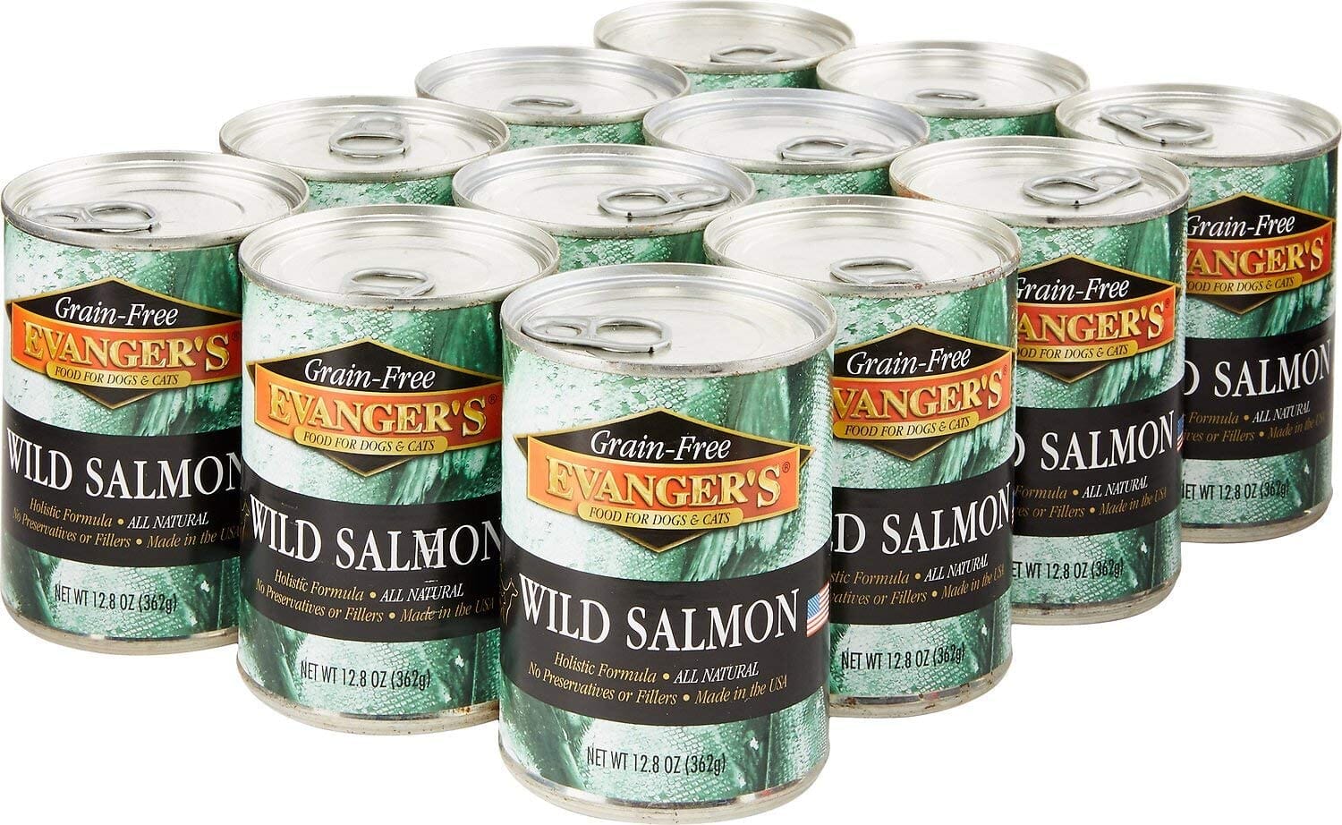 Evanger's Grain-Free Wild Salmon Canned Cat and Dog Food - 12.8 Oz - Case of 12  