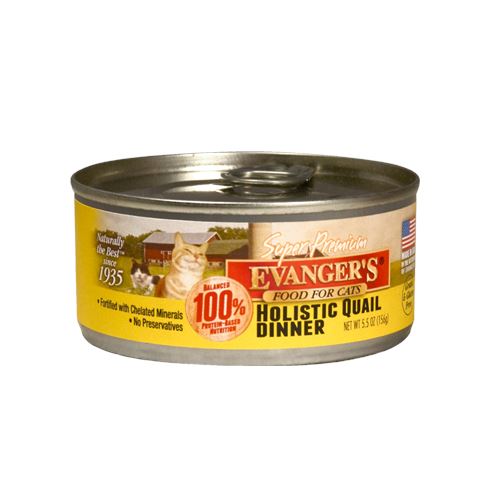 Evanger's Holistic Quail Dinner Super Premium Canned Cat Food - 5.5 oz Cans - Case of 24