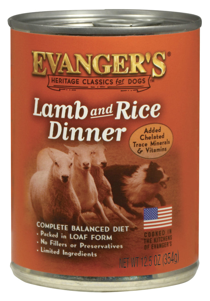 Evanger's Lamb & Rice Complete Classic Canned Dog Food Dinners - 13 oz Cans - Case of 12