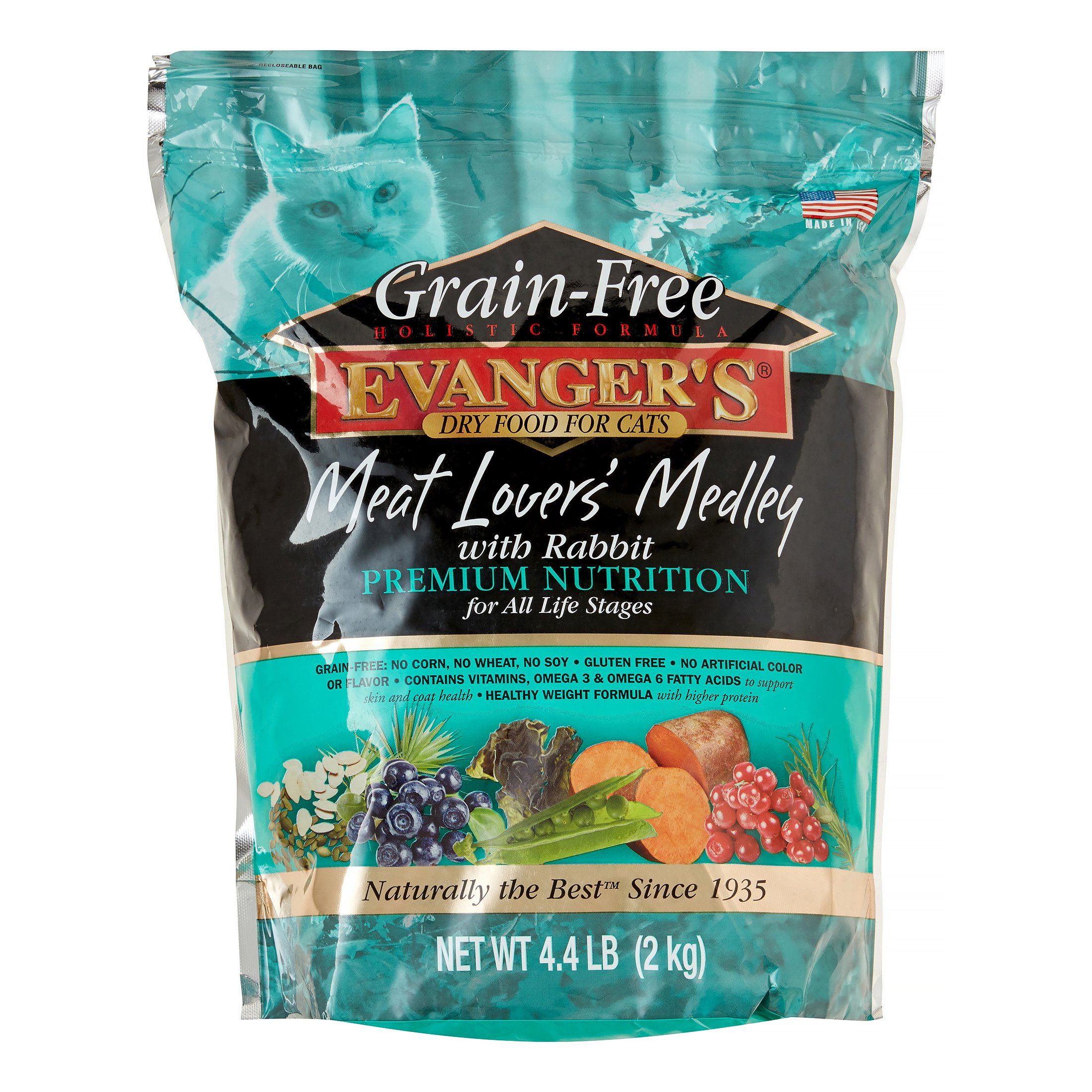 Evanger's Meat Lovers Medley with Rabbit Grain Free Dry Cat Food - 4.4 lb Bag  