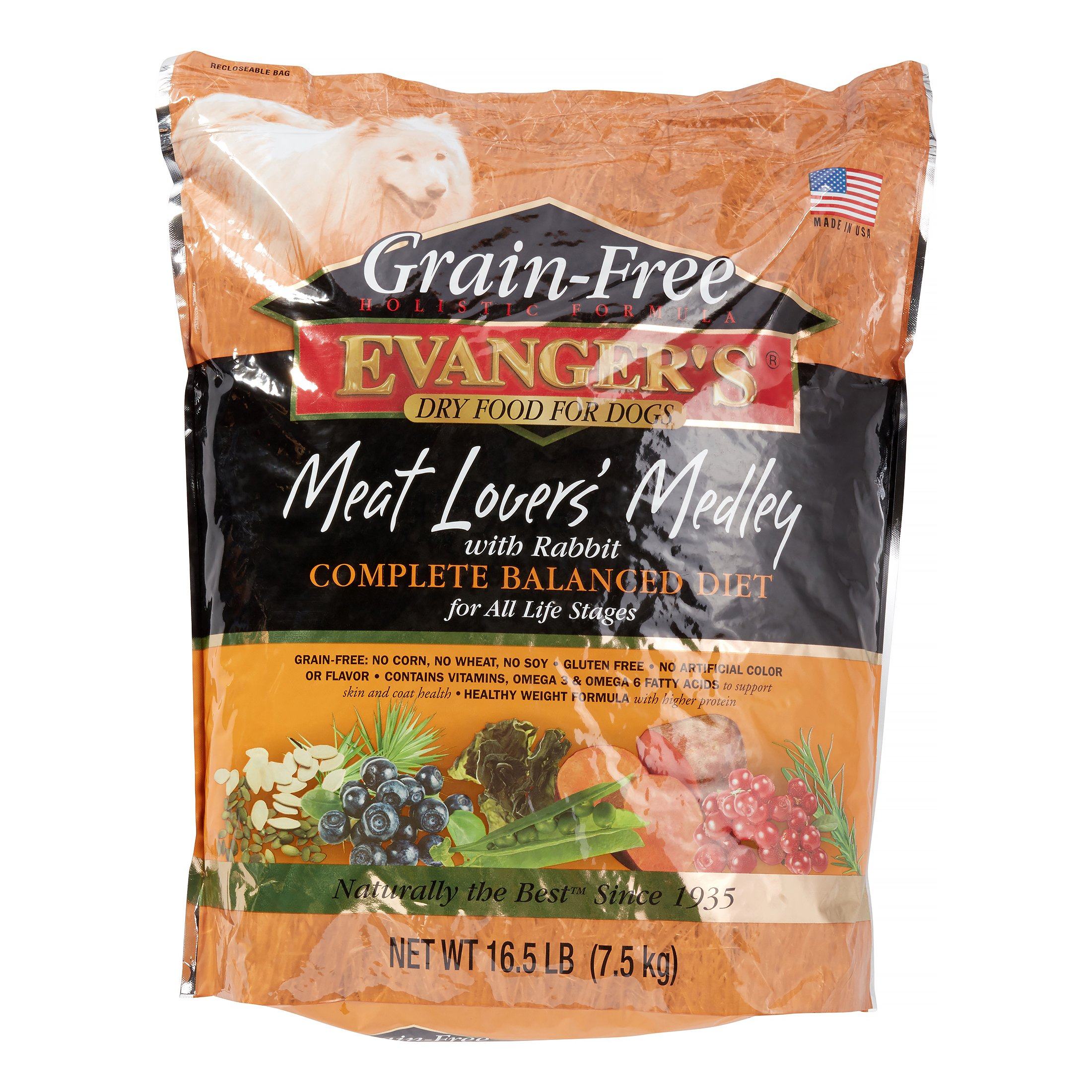 Evanger's Meat Lovers Medley with Rabbit Grain Free Dry Dog Food - 16.5 lb Bag  