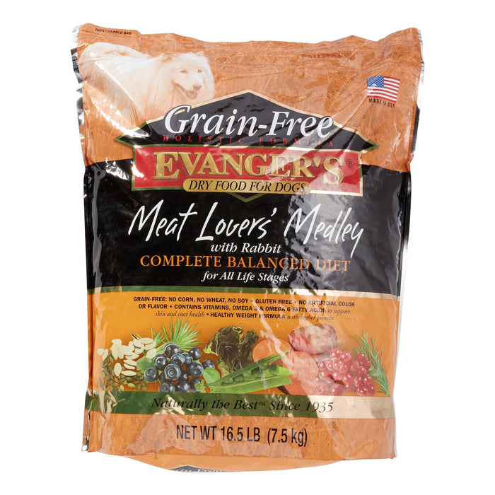Evanger's Meat Lovers Medley with Rabbit Grain Free Dry Dog Food - 16.5 lb Bag