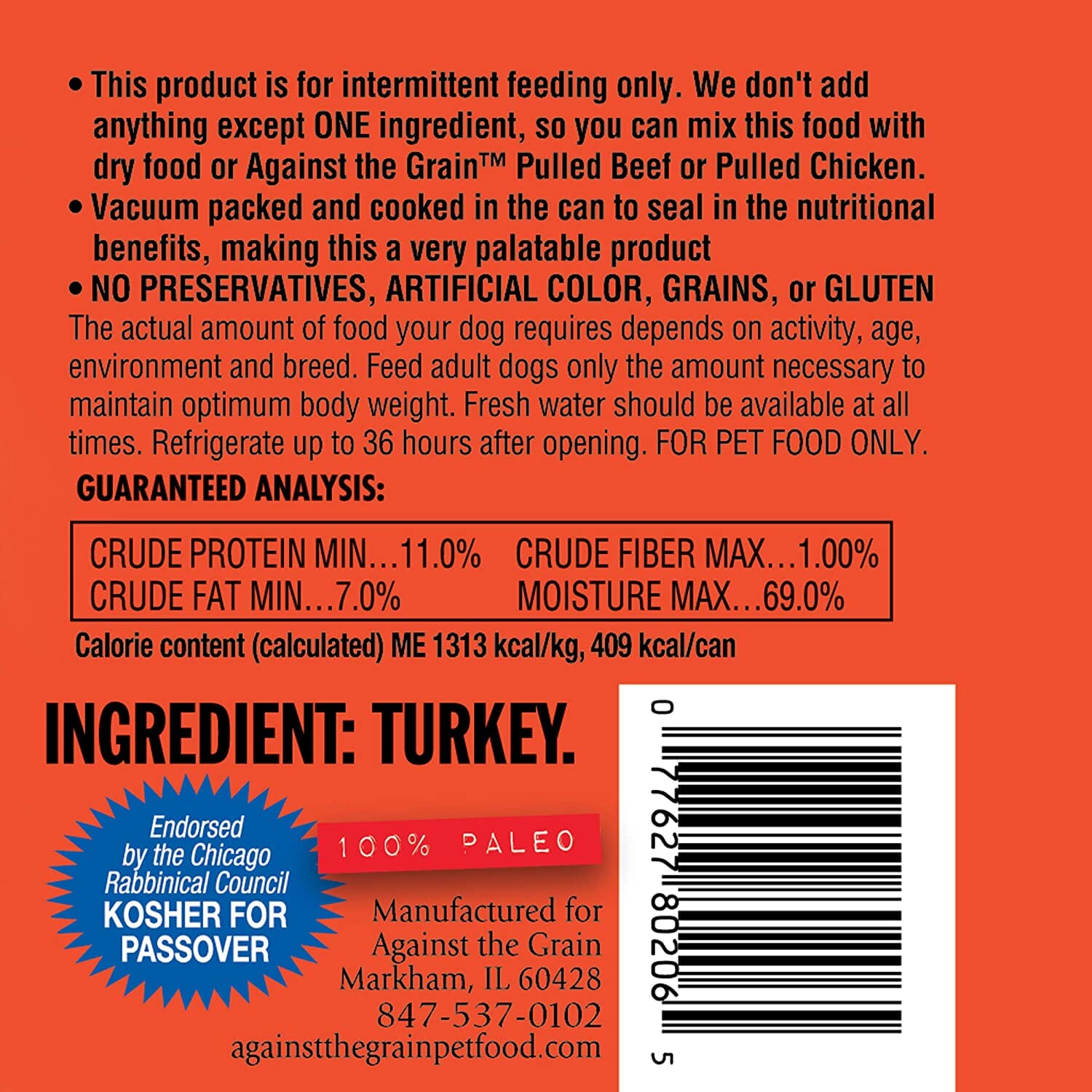 Evanger's Nothing Else- One Ingredient Turkey Canned Dog Food - 11 Oz - Case of 12  