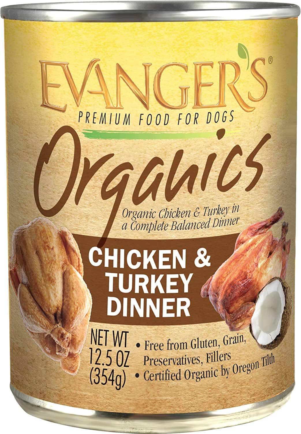 Evanger's Organics Chicken & Turkey Dinner Canned Dog Food - 12.8 Oz - Case of 12  