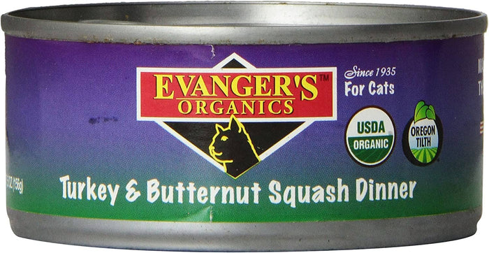 Evanger's Organics Turkey with Butternut Squash Dinner Canned Cat Food - 5.5 Oz - Case ...