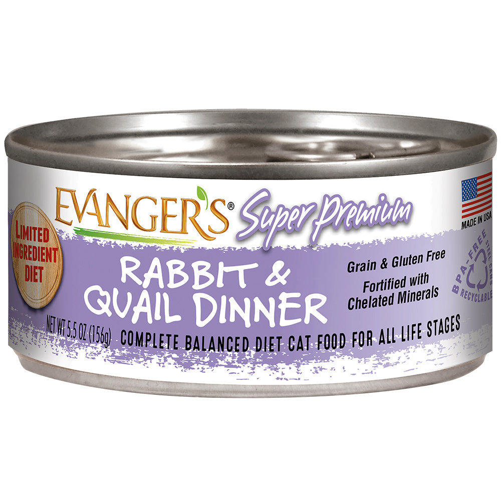 Evanger's Rabbit & Quail Super Premium Canned Cat Food - 5.5oz Cans - Case of 24  