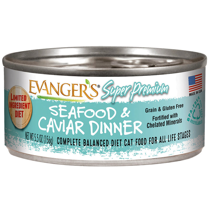 Evanger's Seafood & Caviar Super Premium Canned Cat Food - 5.5 oz Cans - Case of 24