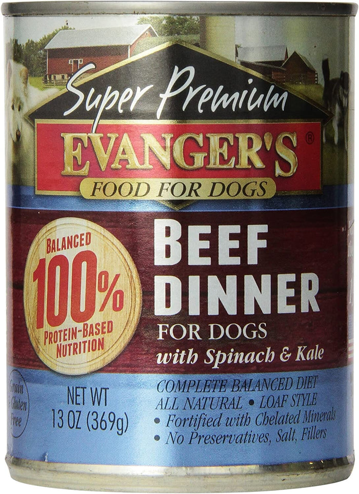 Evanger's Super Premium Beef Dinner Canned Dog Food - 12.8 Oz - Case of 12